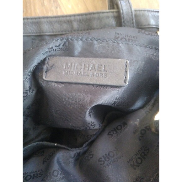 Michael Kors Black LogoDesigner Tote Leather Straps Gold Hardware Slouch… - Picture 8 of 9